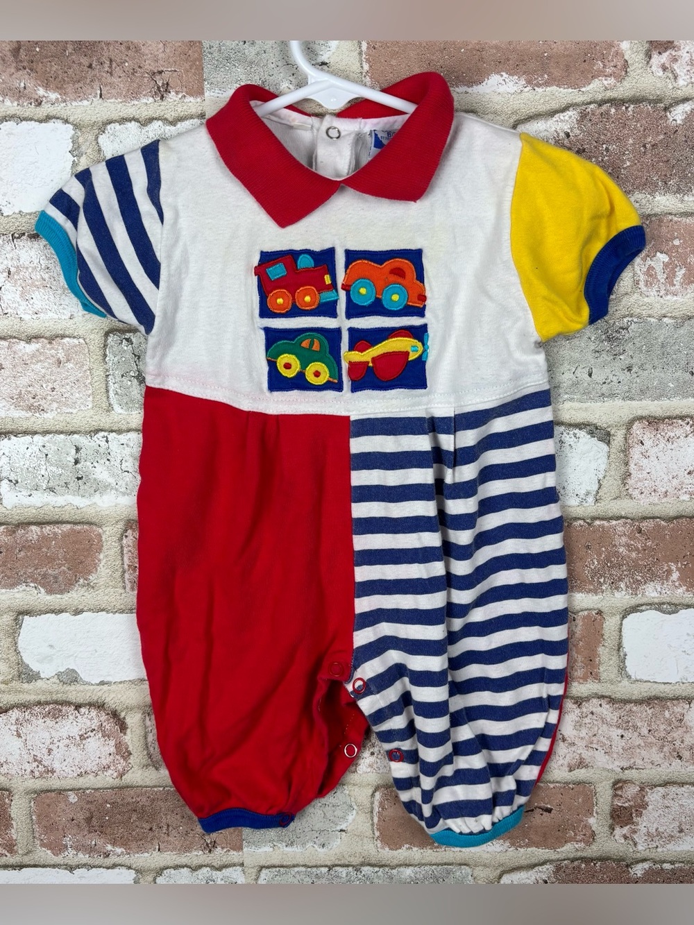 90s vintage baby one piece romper stripes colorblock 9 months